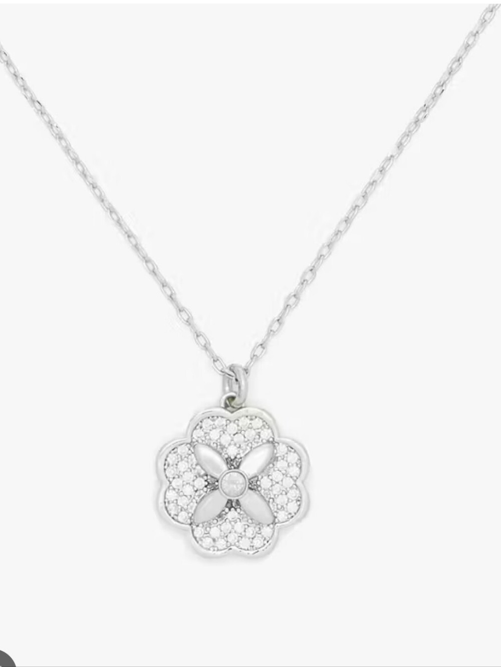 kate spade Silver Floral Pavé Pendant Necklace